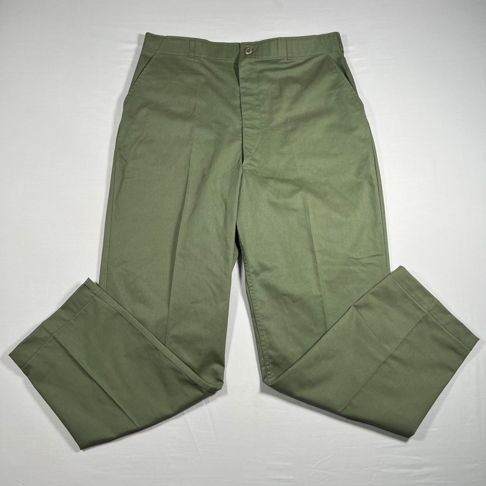 Vintage 1987 US Military OG-507 Baker Pants Olive Green Utility Trousers 38x35